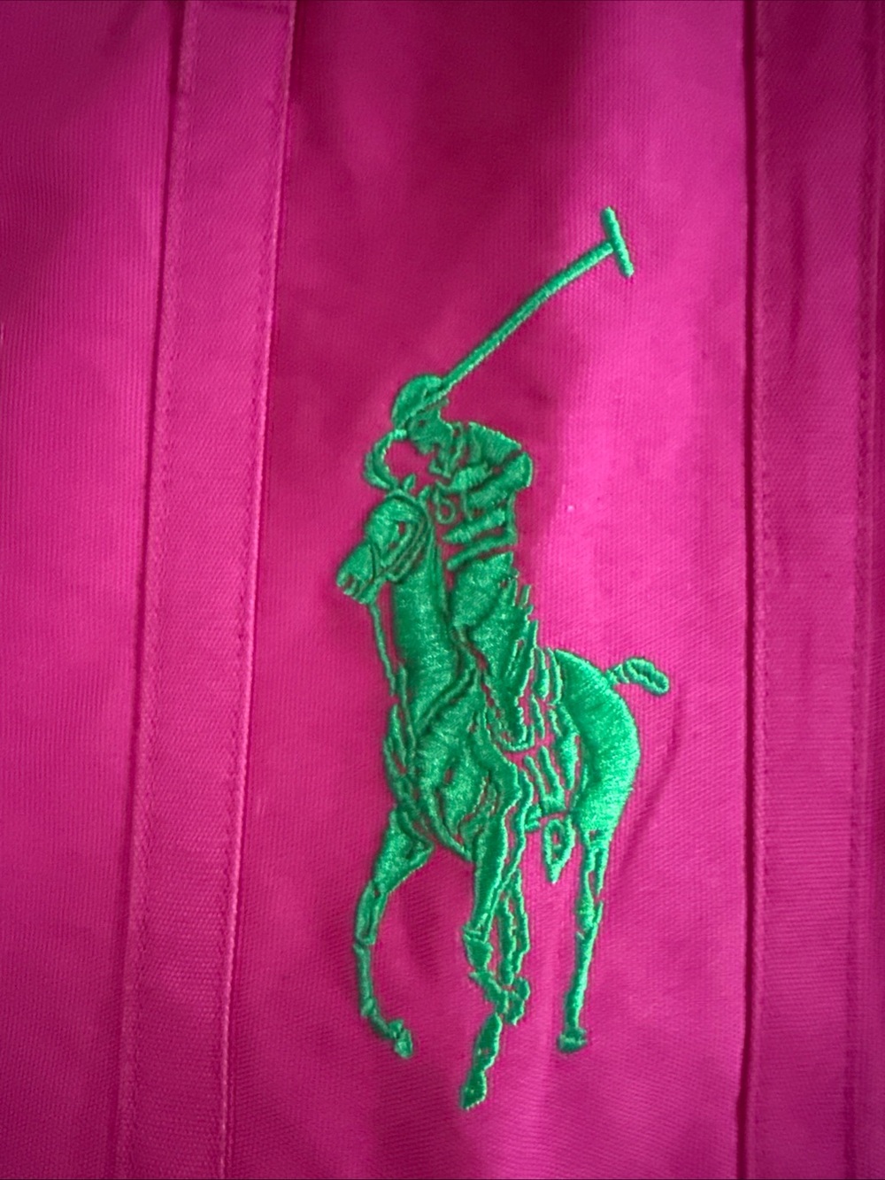 Ralph Lauren Fuchsia Canvas Tote with Green Polo Motif and Blue '2'NEW - Picture 7 of 16